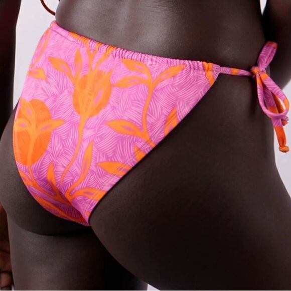 Liberty Justice The Miata String Bikini Bottom Grotto Pink Orange Print NWT L - Picture 7 of 8